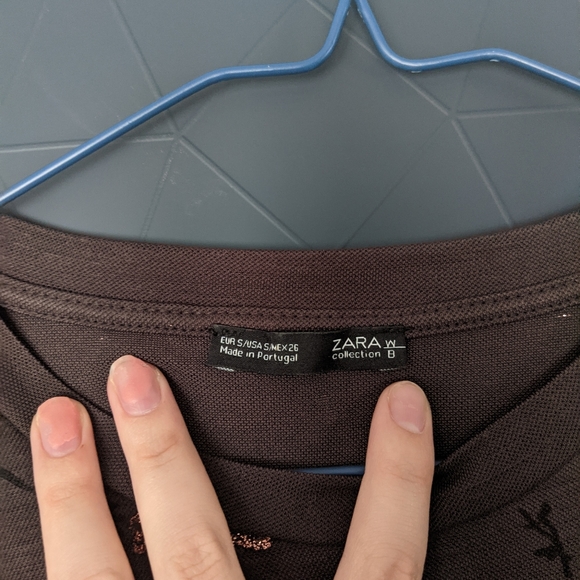 Grey Floral T-shirt | Zara - Picture 7 of 7